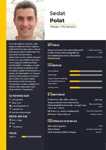 Maden Mühendisi Cv Örnekleri cv indir